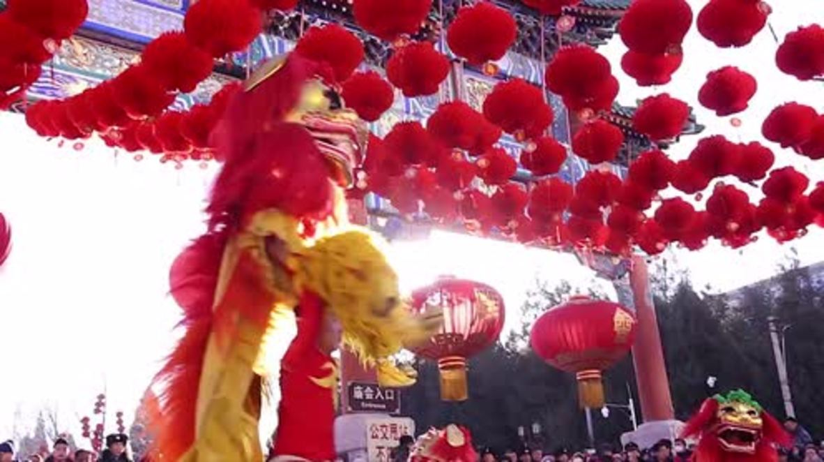 China: Lions dance for Lunar New Year festivities in Beijing