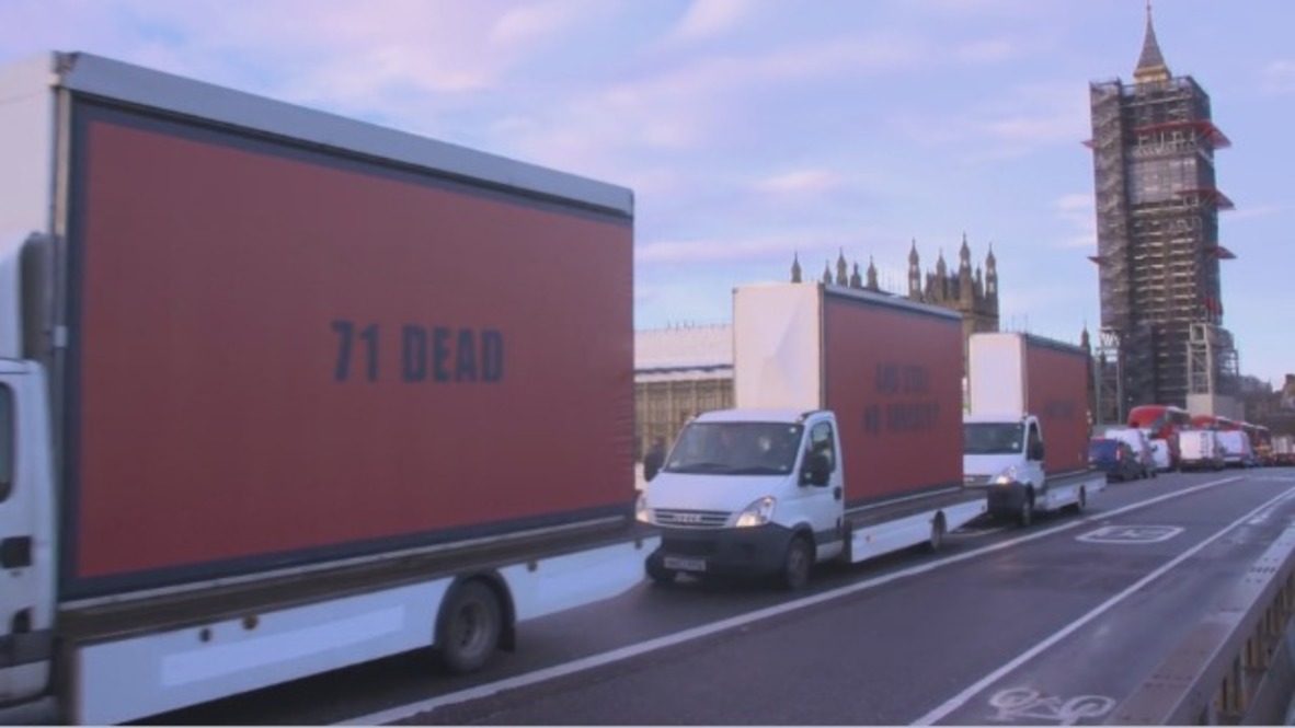 Reino Unido: Tres paneles exigen justicia para las víctimas de la torre Grenfell alrededor de Londres