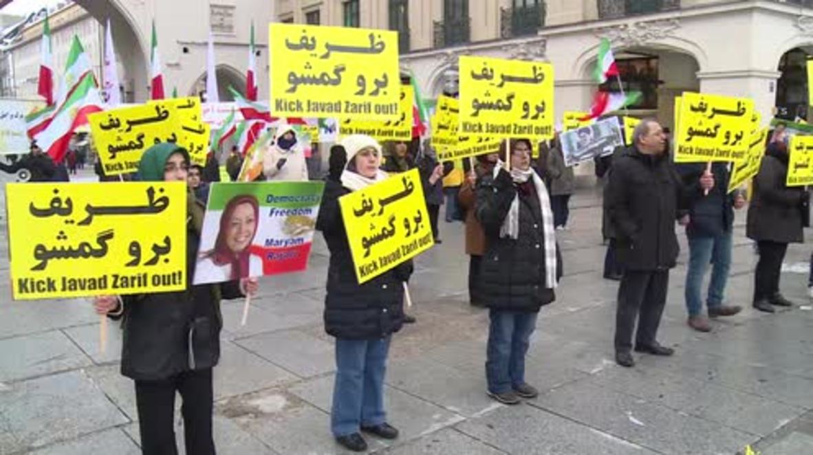 Germany: 'Kick Zarif out of Germany' - Protesters rally outside Munich Security Conference