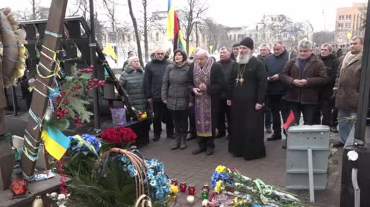 Ucrania: Kiev conmemora el cuarto aniversario de los héroes caídos de la Centuria Celestial.
