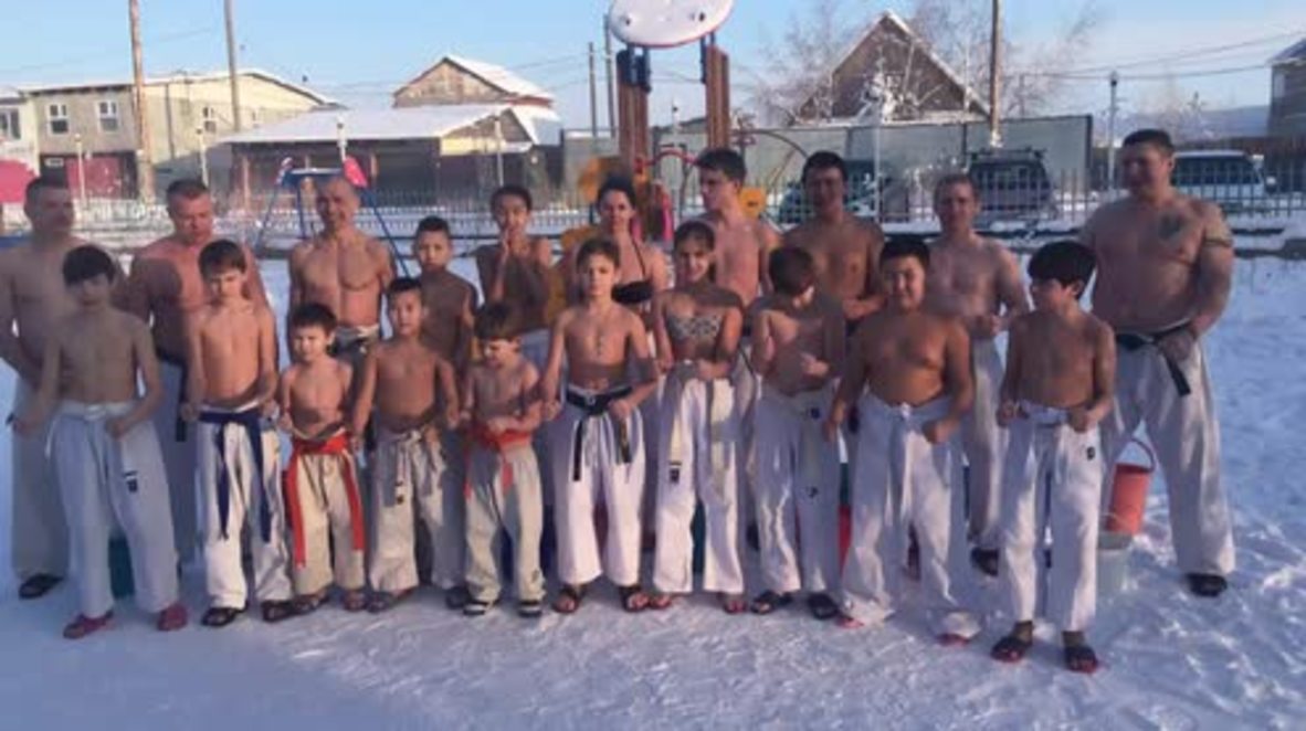 Rusia: Niños karatekas de Yakutsk muestran a DiCaprio que las temperaturas bajas no son nada más que un número en el termómetro