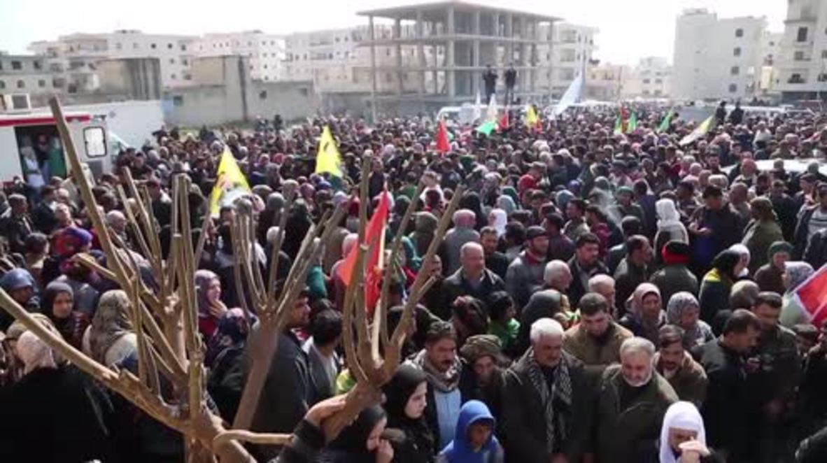 Syria: Thousands mourn YPG fighters in funeral procession in Afrin