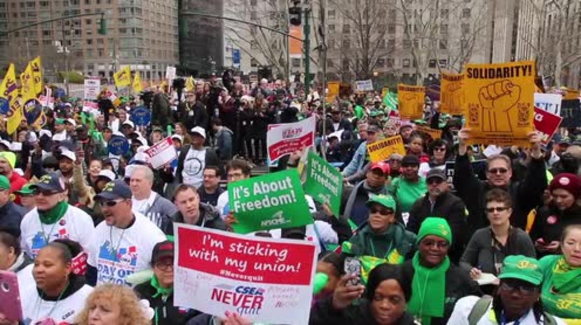 USA: Thousands rally ahead of Supreme Court vote on labour union funding
