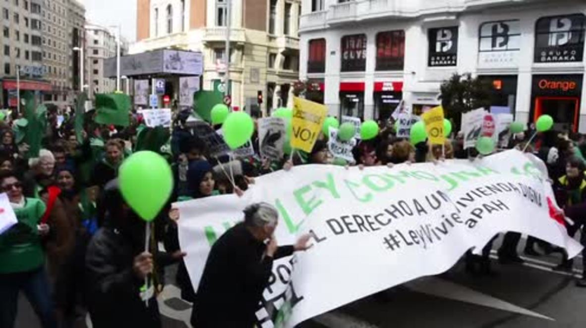 Spain: Protesters march in Madrid against housing evictions