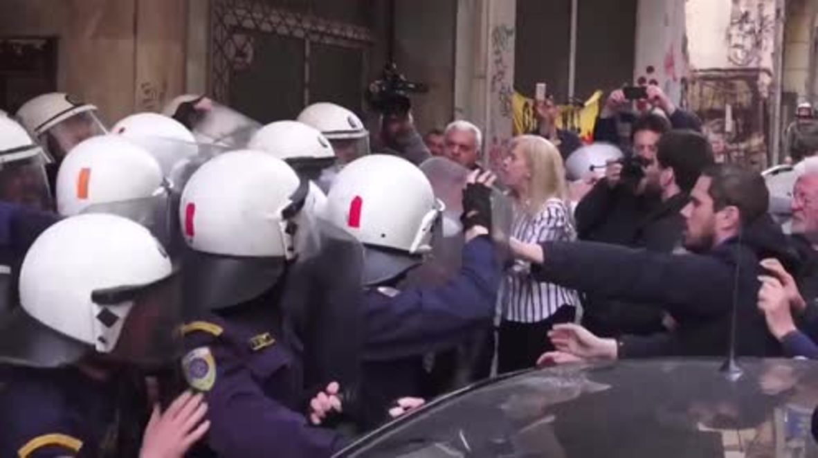 Greece: Scuffles break out at anti-auction protest in Athens