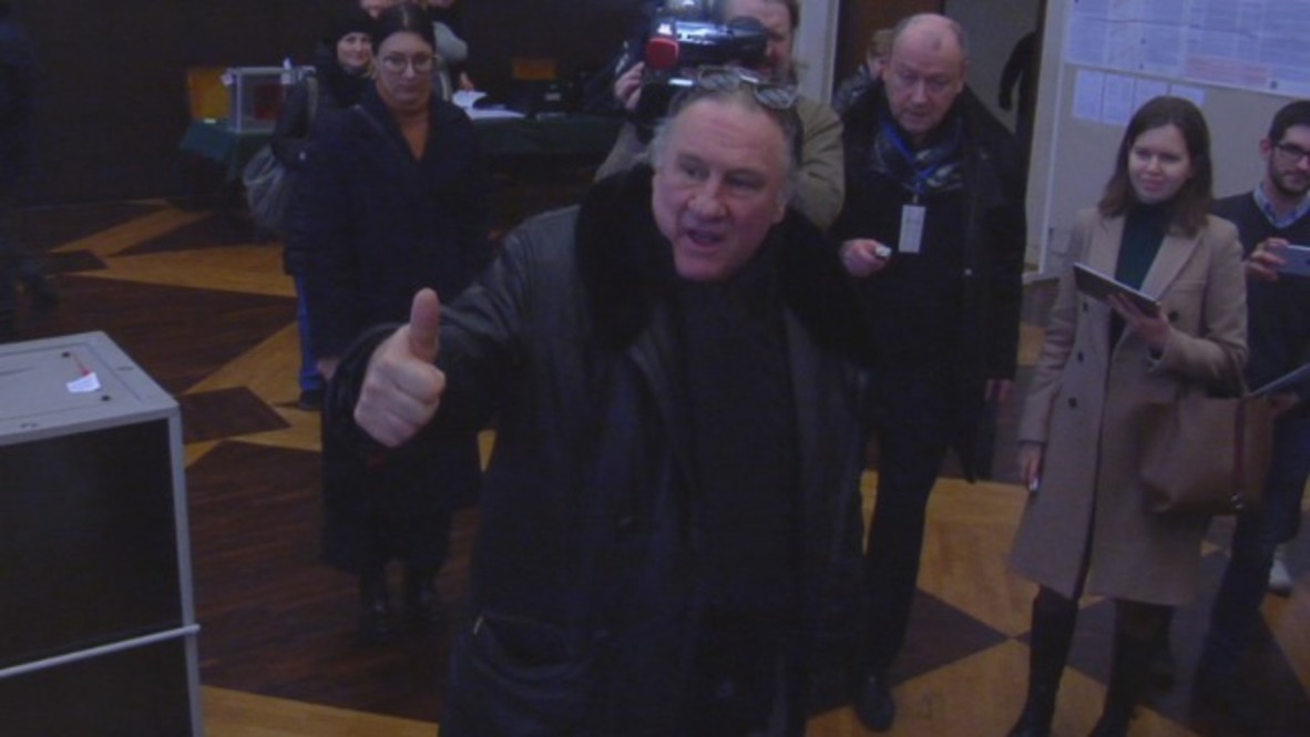 France: Gerard Depardieu casts vote in Russian presidential election