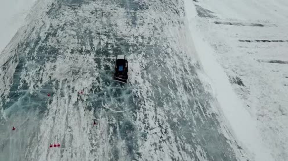 Russian tractor driver shows off ice-drifting skills in Yekaterinburg