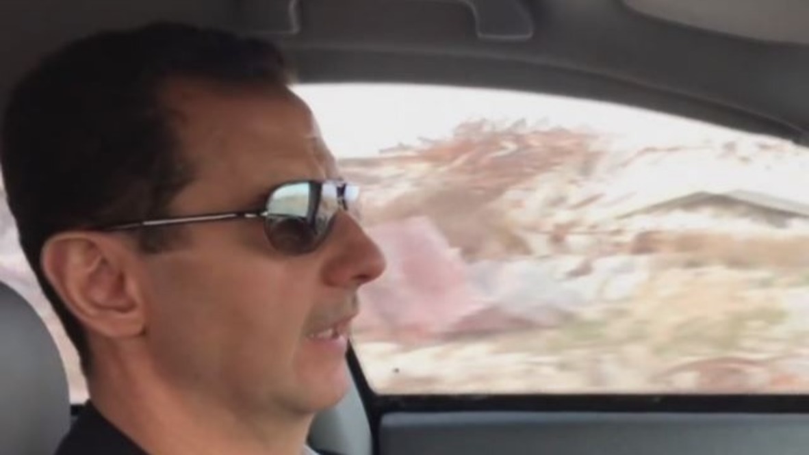 Syria: Assad drives car through recaptured Damascus suburbs, towards E. Ghouta