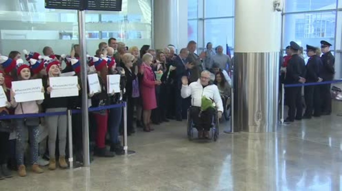 Russia: Russian Paralympians receive a hero's welcome on return from PyeongChang