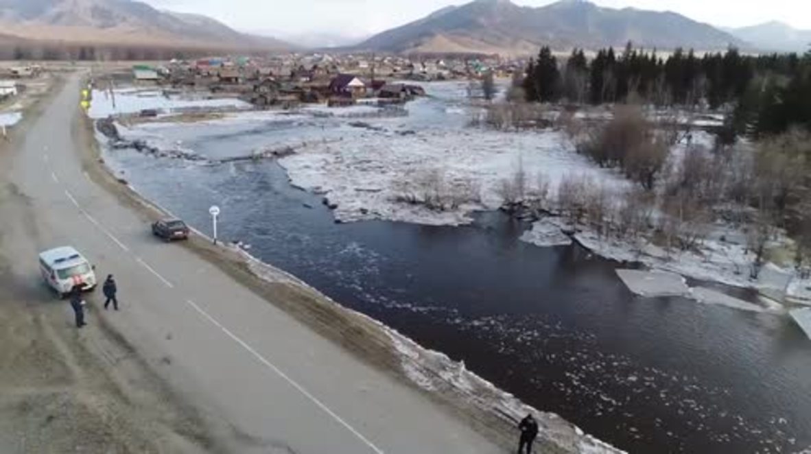 Russia: Drone footage captures vast flooding in Altai Krai