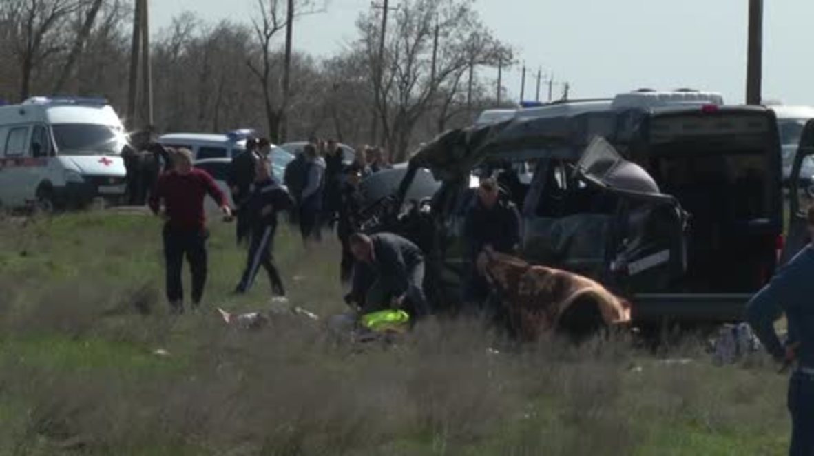 Russia: Five killed after minibus collides with train in Crimea - EMERCOM