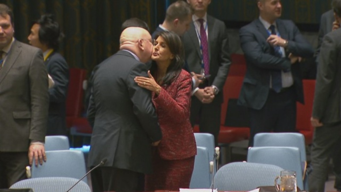 UN: US, Russian UN envoys embrace prior to UNSC meeting