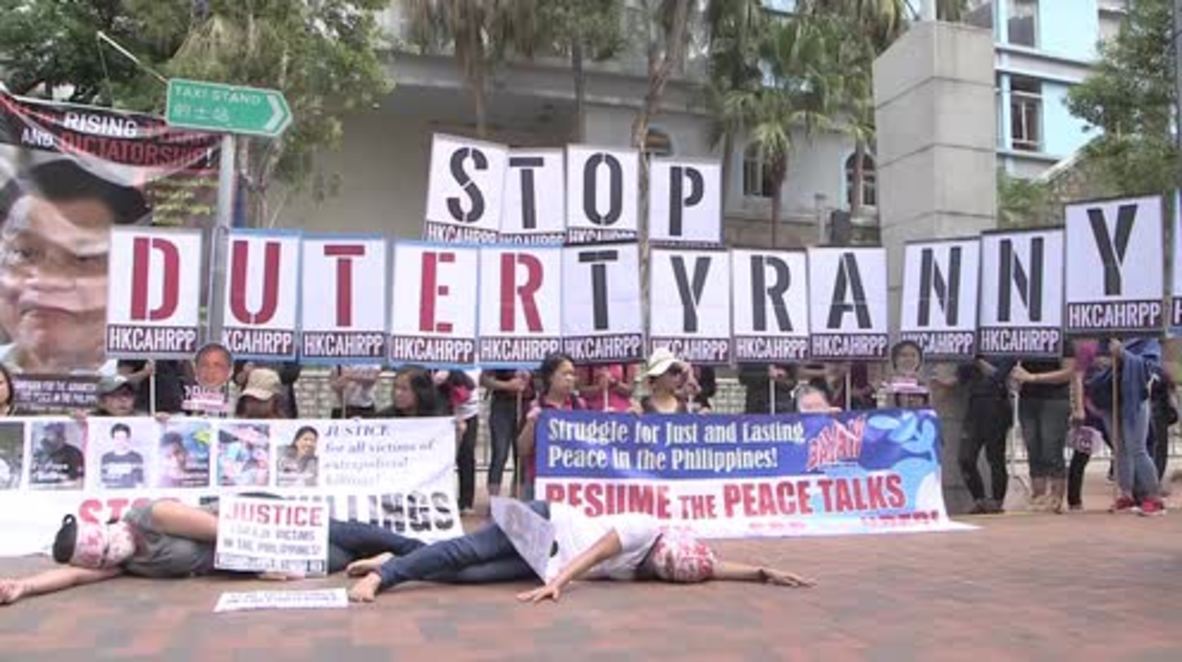 Hong Kong: Protesters slam 'murderer' Duterte for 'fake drug war' killings