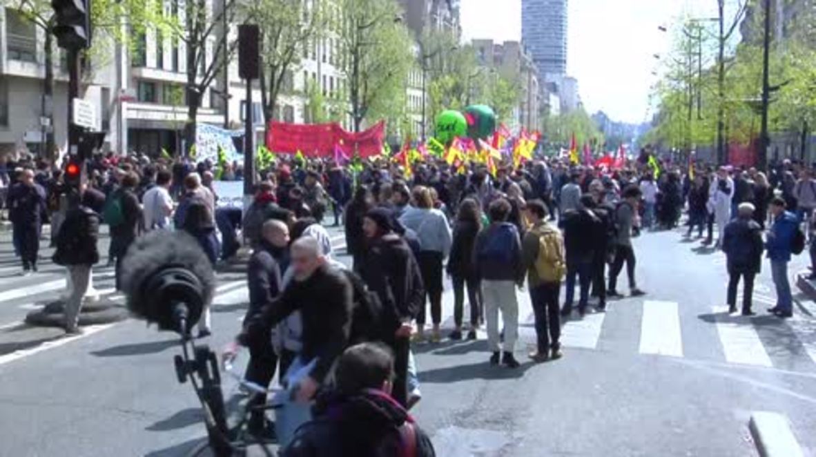 France: Students, rail workers and medical staff rally against Macron's reforms in Paris