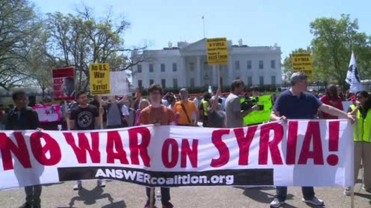USA: Scores march against Syria strikes in front of White House