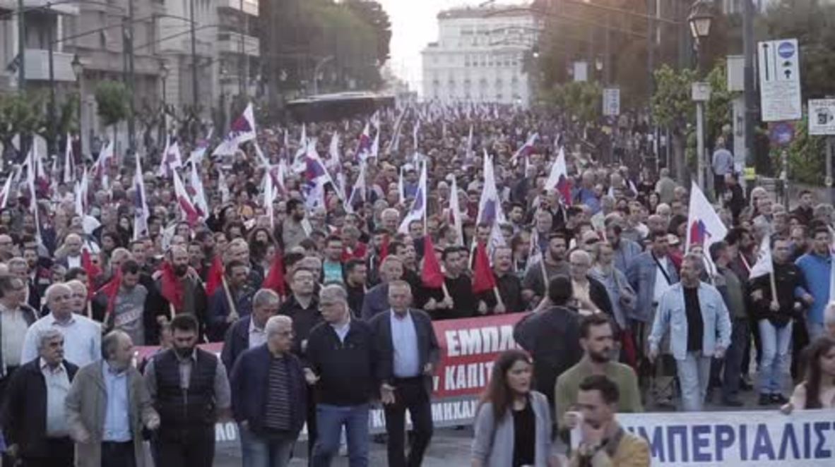 Greece: Trade unionists rally against Western airstrikes in Syria