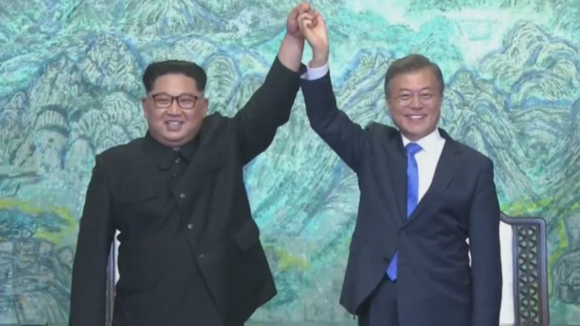 Korean DMZ: North and South Korea agree to pursue 'complete denuclearisation' *CLEAN*