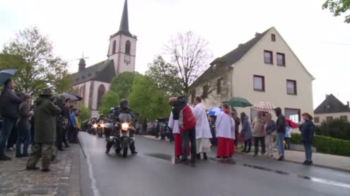 Germany: Locals participate in motorcycle pilgrimage