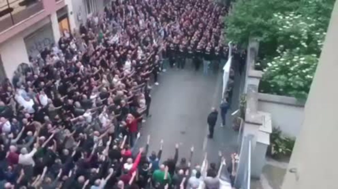Italy: Far-right supporters perform Nazi salute in Milan