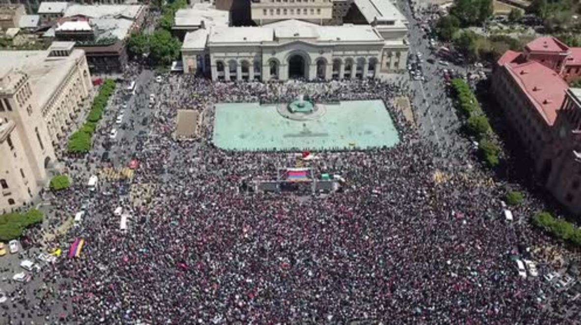 Armenia: Drone captura manifestación masiva tras voto
