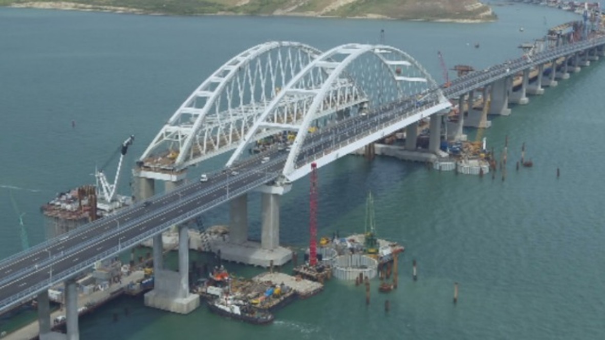 Drone footage captures opening day of Kerch Strait Bridge
