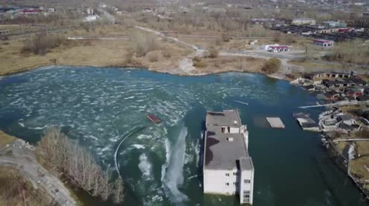 Russia: Drone captures remains of slowly-sinking ghost town