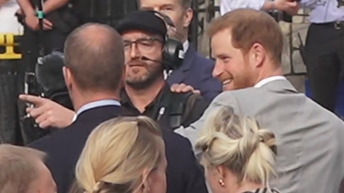 Hazza and Wills greet the public in Windsor before the big day