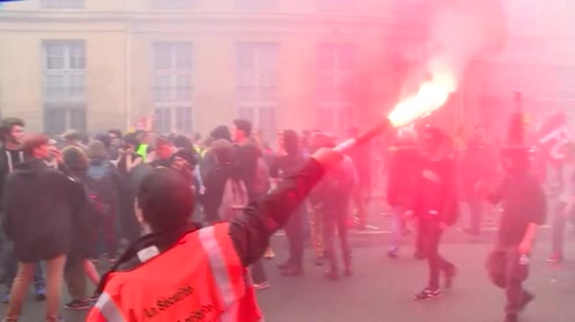 France: Students, rail workers rally against Macron's reforms