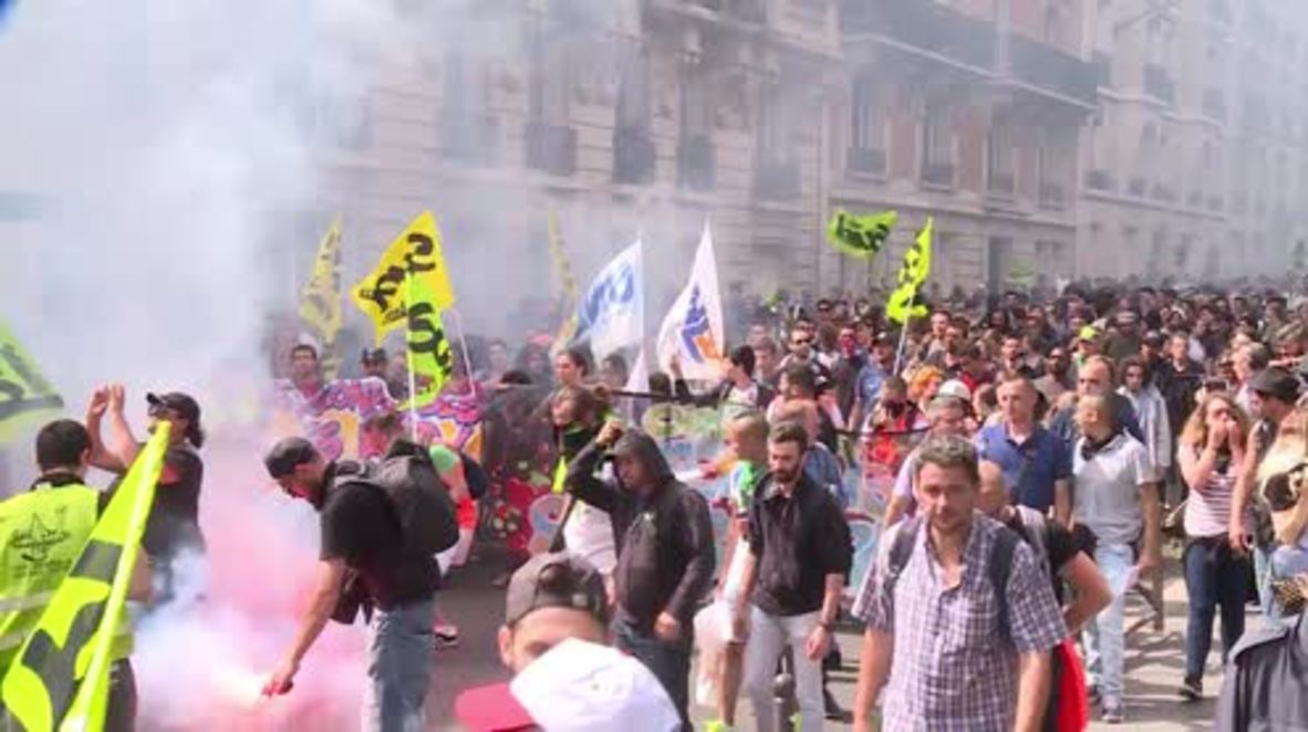 France: Students, rail and postal workers rally against Macron reforms in Paris