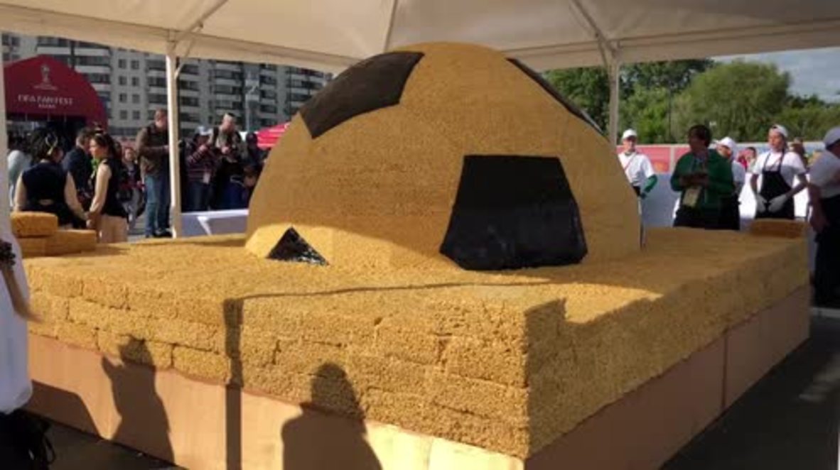 Russia: Giant chak-chak football desert commemorate WC kick-off
