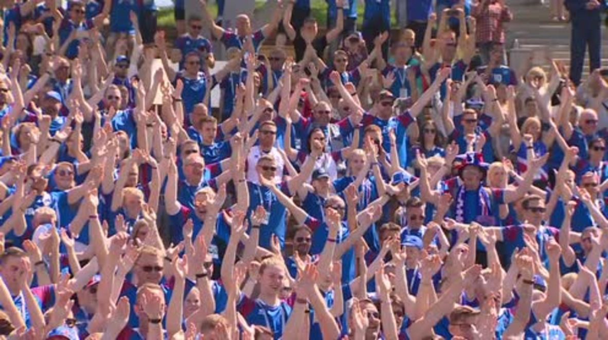 Russia: HUH for Iceland! Supporters warm up with epic war cry