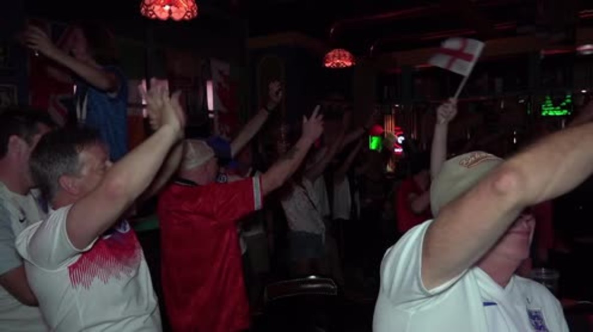 Russia: Three Lions fans head to pub for Tunisia victory