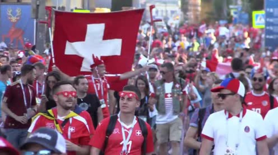 Russia: Swiss fans paint Nizhny Novgorod red ahead of Costa Rica clash