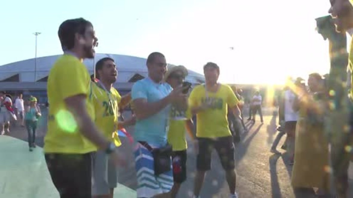 Russia: Brazilian supporters go wild after Brazil beats Mexico 2-0