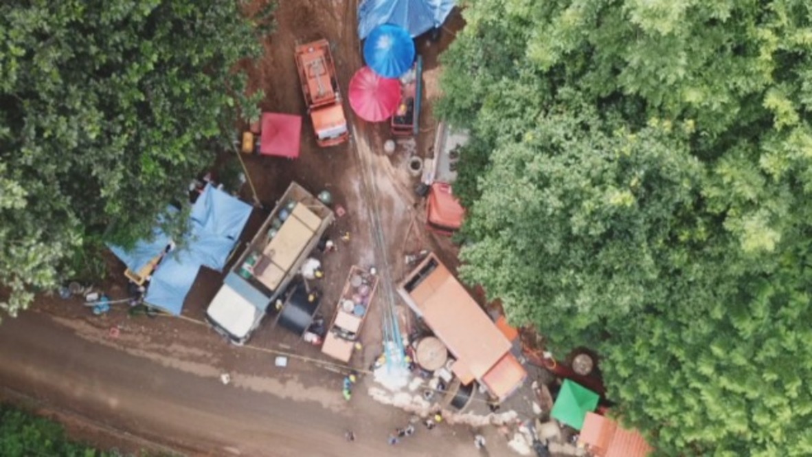 Thailand: Drone captures base camp to cave where 12 boys trapped