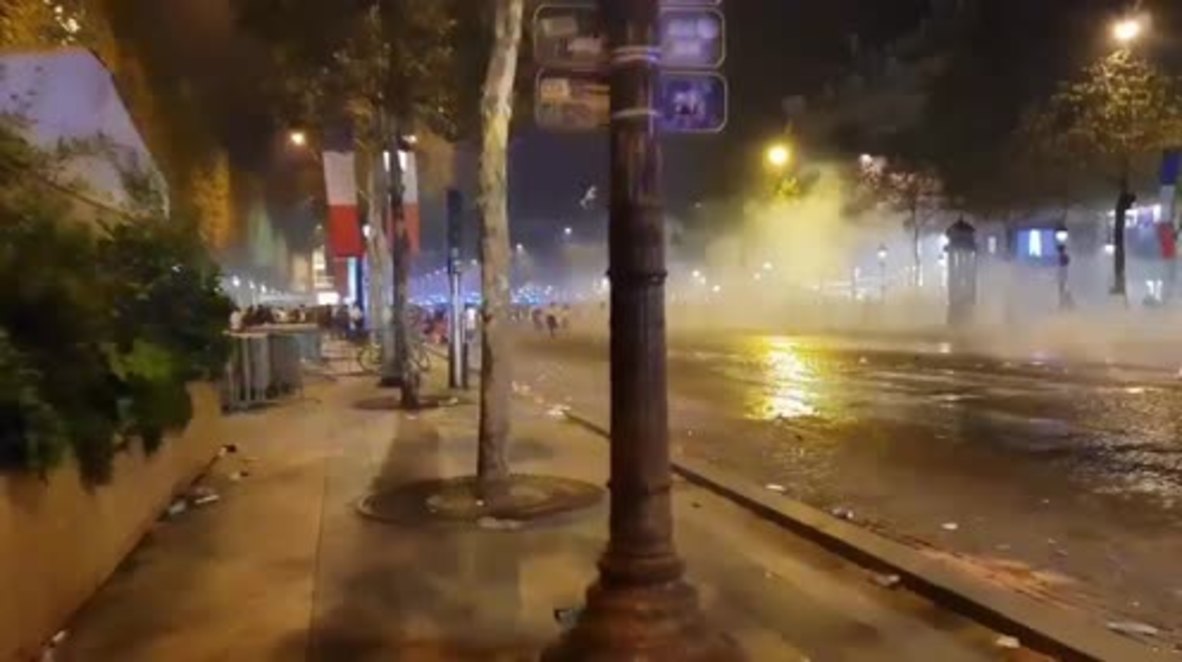 France: Police unleash water cannon as WC celebrations get out of control