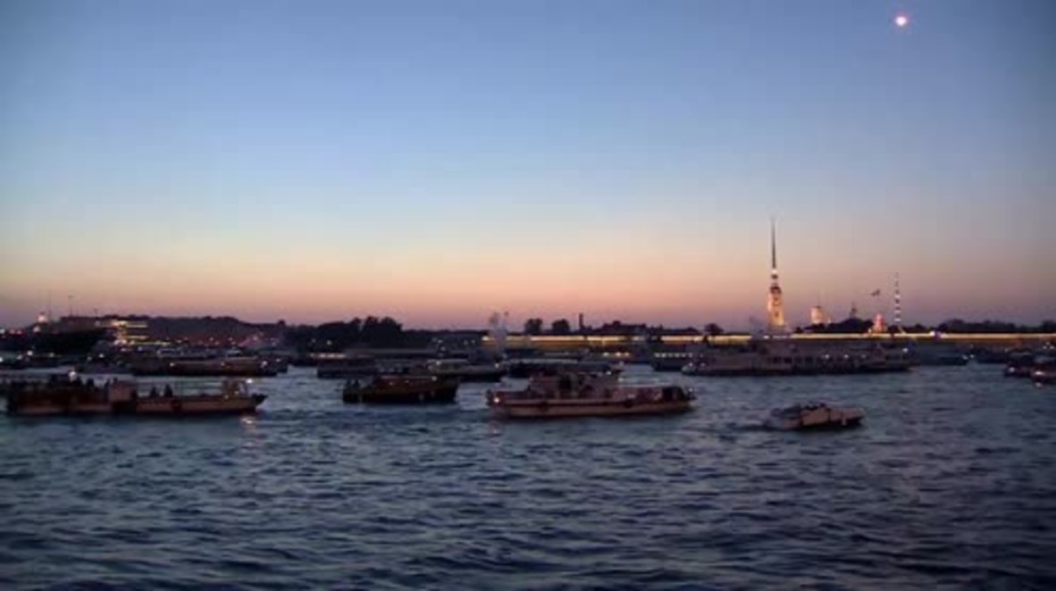 Spectacular fireworks light up the St. Petersburg sky for Navy Day