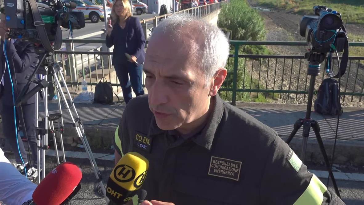 Italy: Firefighter says Genoa bridge area at risk of further collapse