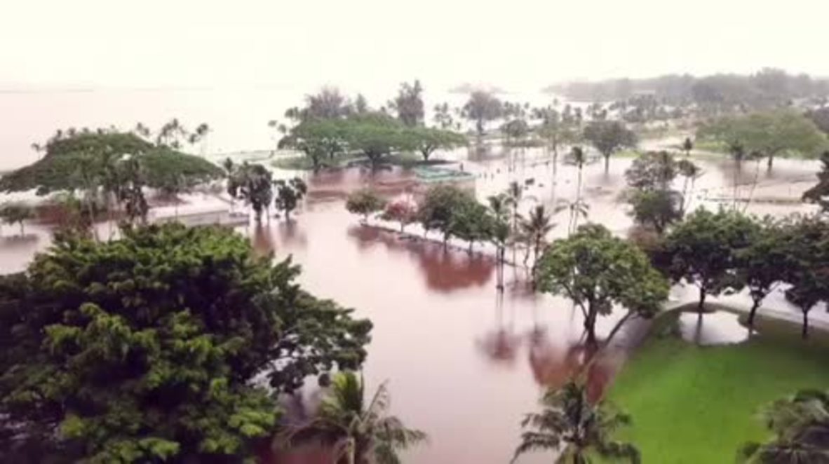 USA: Drone footage captures Hawaii's Hurricane Lane