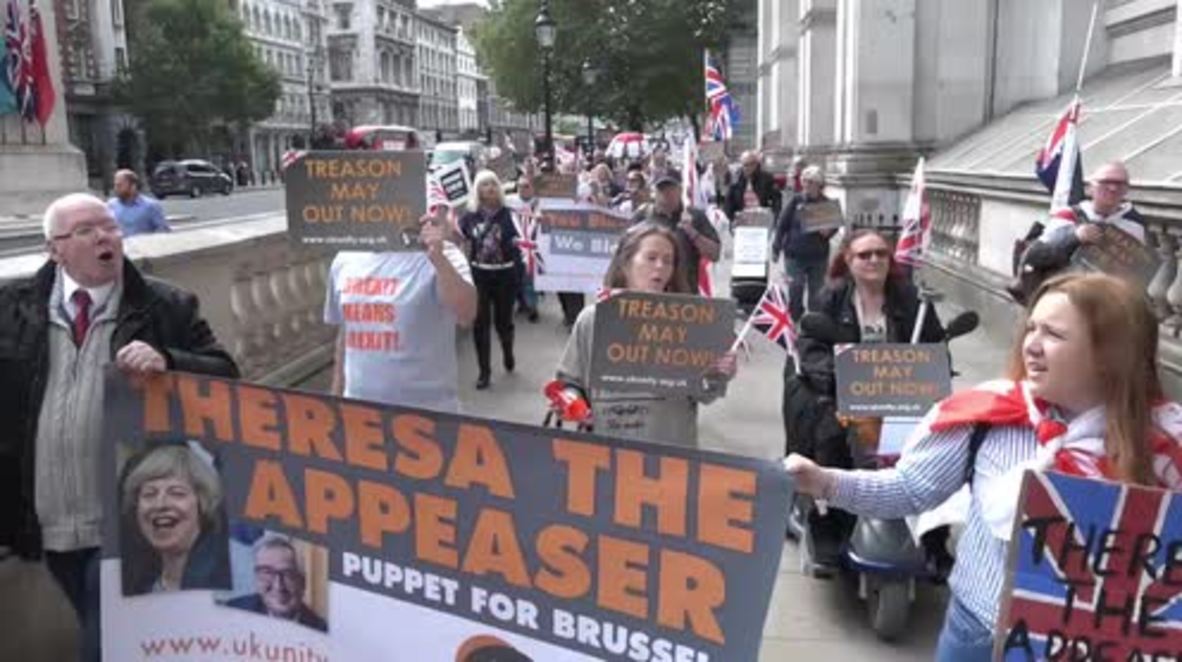 UK: Dozens protest against May's soft Brexit