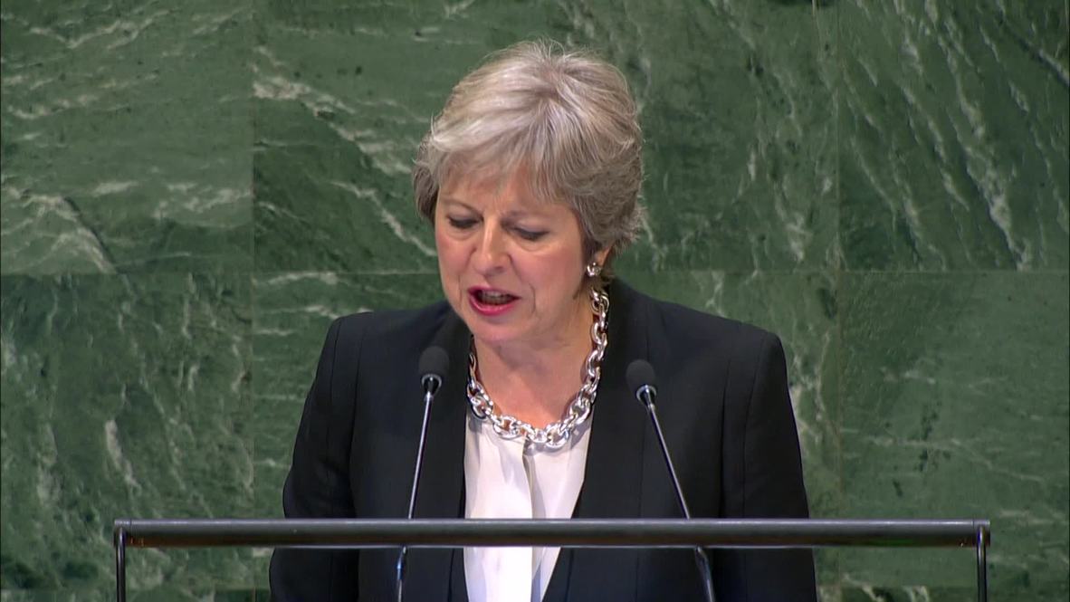 UN: Theresa May defends Brexit, lambasts Russia over 'sickening' Salisbury attack
