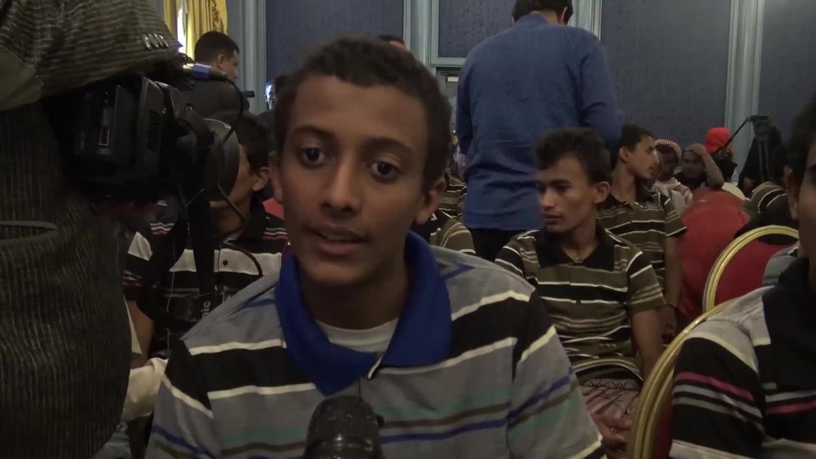 Yemen: Un grupo de niños liberados por los hutíes se reúnen con sus familias