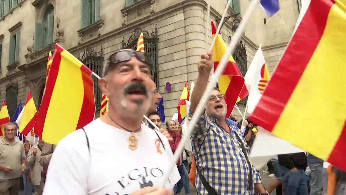 Spain: Thousands march for Spanish unity in Barcelona