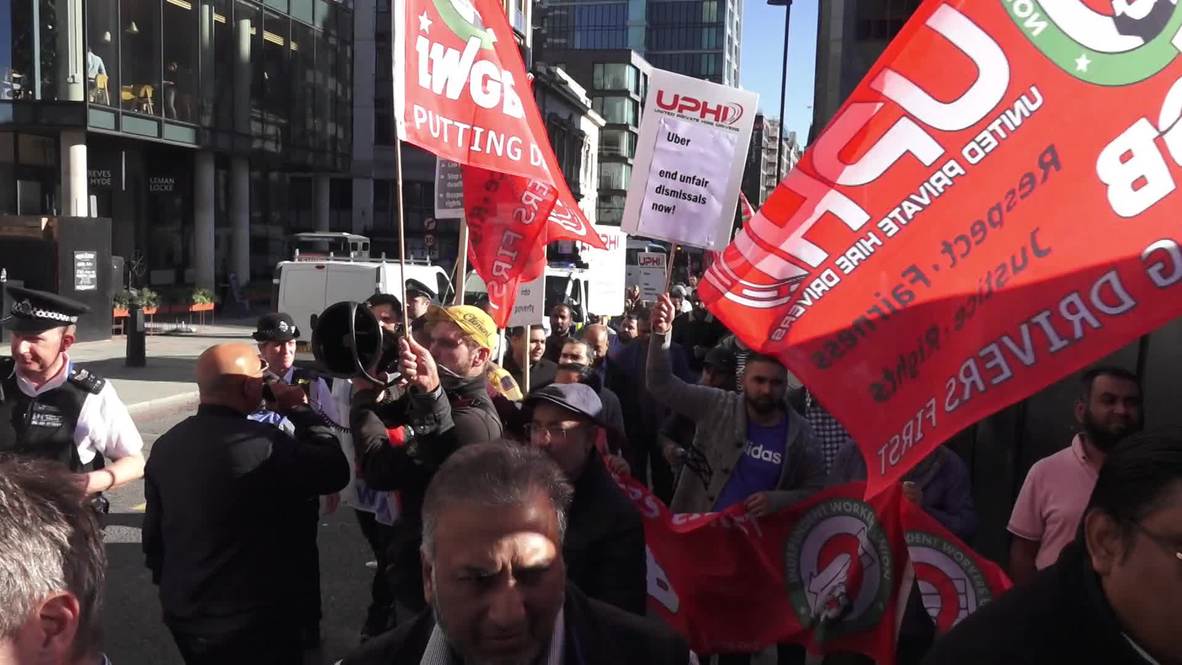 UK: Uber drivers strike against 'slave labour' at London company offices