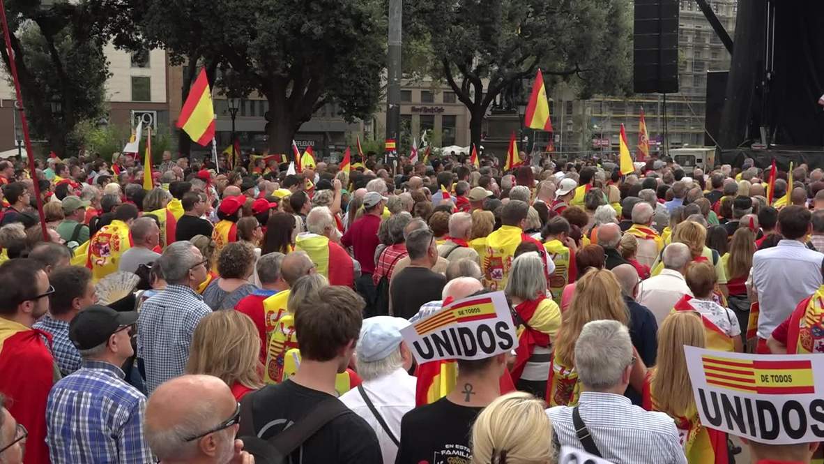 Spain: Pro-unity protesters rally in Barcelona on Spain's national day