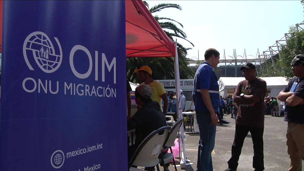 Mexico: Migrants from caravan receive aid in Mexico City Stadium