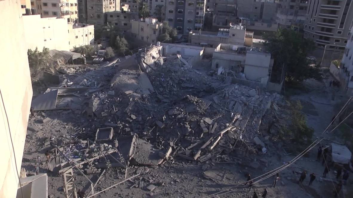 Palestina: El hotel Al-Amal queda destruido después de los ataques aéreos israelíes en Gaza