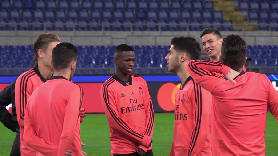 Italy: Roma and Real Madrid hold final trainings before Champions League clash