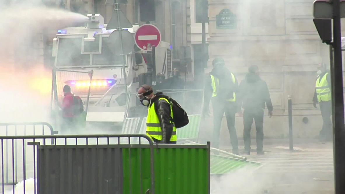 France: Tear gas, water cannons deployed at 'Yellow Vest' protest in Paris