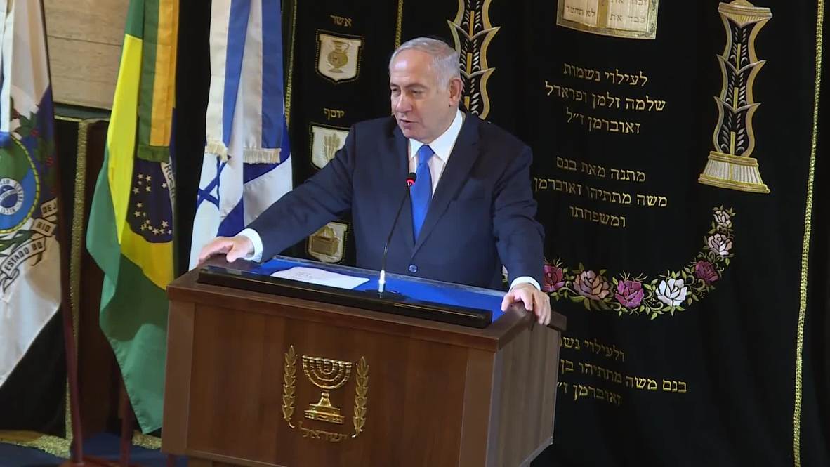 Brasil: Netanyahu y Bolsonaro asisten a una ceremonia en una sinagoga de Río de Janeiro